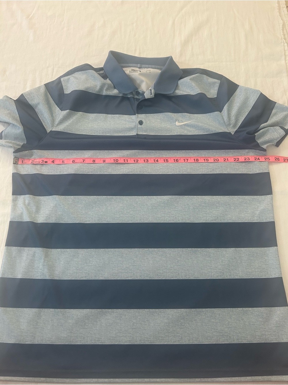 Nike Golf Dri-FIT Polo Shirt Mens XL Blue Gray Striped Short Sleeve Performance - Picture 6 of 7